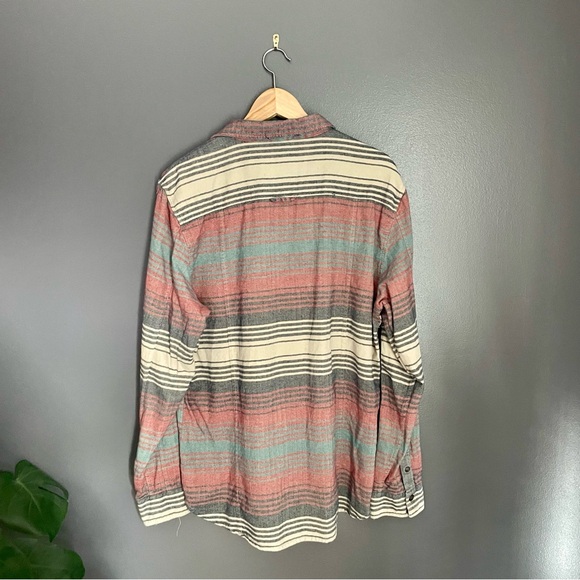 Third & Army Mens Long Sleeve Button Up Striped Flannel in Red Blue Tan Size XL - Picture 5 of 5